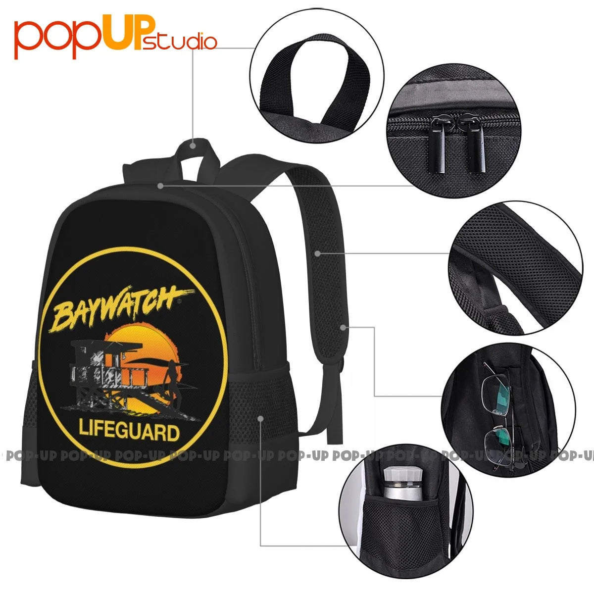 Baywatch Lifeguard Backpack Large Capacity Bookbag Swimming Storage Bag