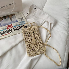 Summer Mini Crossbody Straw Tassel Bag Girls Small Shoulder Bag
