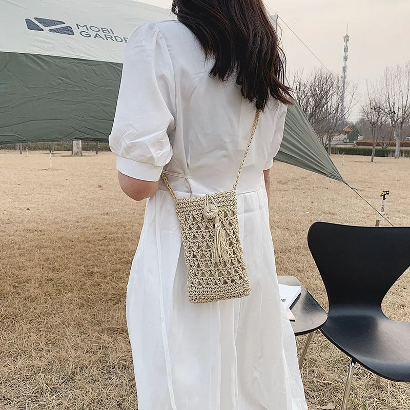 Summer Mini Crossbody Straw Tassel Bag Girls Small Shoulder Bag