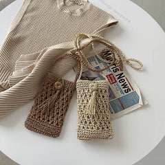 Summer Mini Crossbody Straw Tassel Bag Girls Small Shoulder Bag
