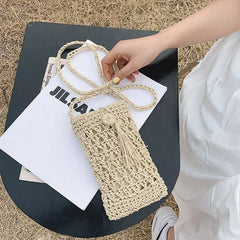 Summer Mini Crossbody Straw Tassel Bag Girls Small Shoulder Bag