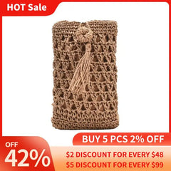 Beach Mobile Phone Bag Summer Mini Crossbody Vintage Female Straw Tassel Bag