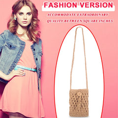 Summer Straw Tassel Bag Mini Crossbody Beach Mobile Phone Bag