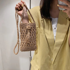 Beach Mobile Phone Bag Summer Mini Crossbody Vintage Female Straw Tassel Bag
