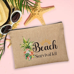 Beach Linen Clutch Bag Women Makeup Bags Beach Holiday Sunscreen Storage Pouches