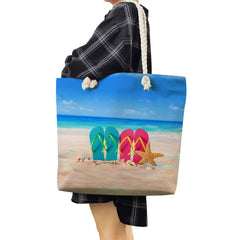 Beach Shell Print Tote Bag High Capacity Women Shoulder Bag