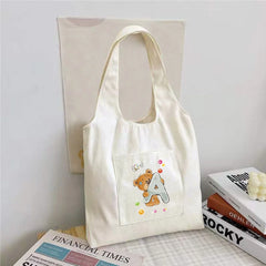 Bear Letter Print Canvas Vest Bag Harajuku Shoulder Bag