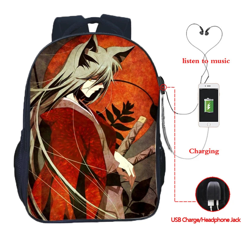 Kamisama Kiss USB Charging Backpack Students Travel School Bag