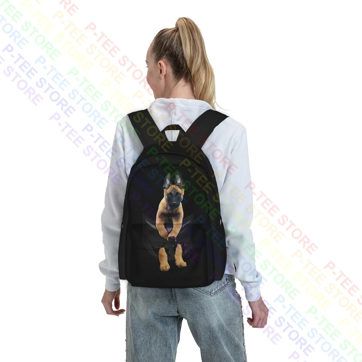 Belgian Malinois Dog In Pocket Backpack