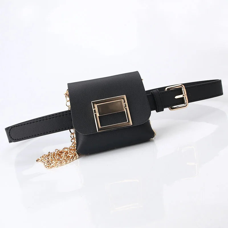 Women's PU Leather Belt with Detachable Bag Dress Decoration