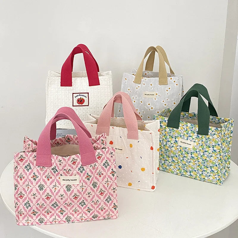 Bentoy Milkjoy Picnic Broken Flower Lunch Box Bag Canvas Bento Bags