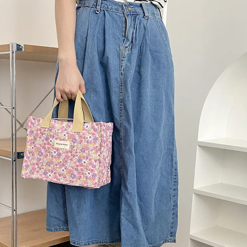 Bentoy Milkjoy Picnic Broken Flower Lunch Box Bag Canvas Bento Bags