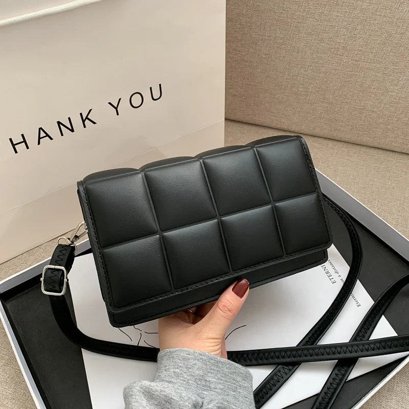 Checkered Flap Leather Crossbody Bags for Women