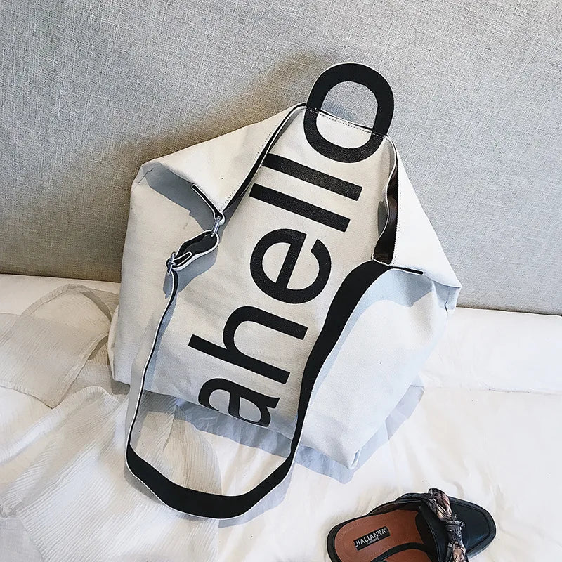 Canvas Women's Letters Tote Bag Large Capacity Handbag