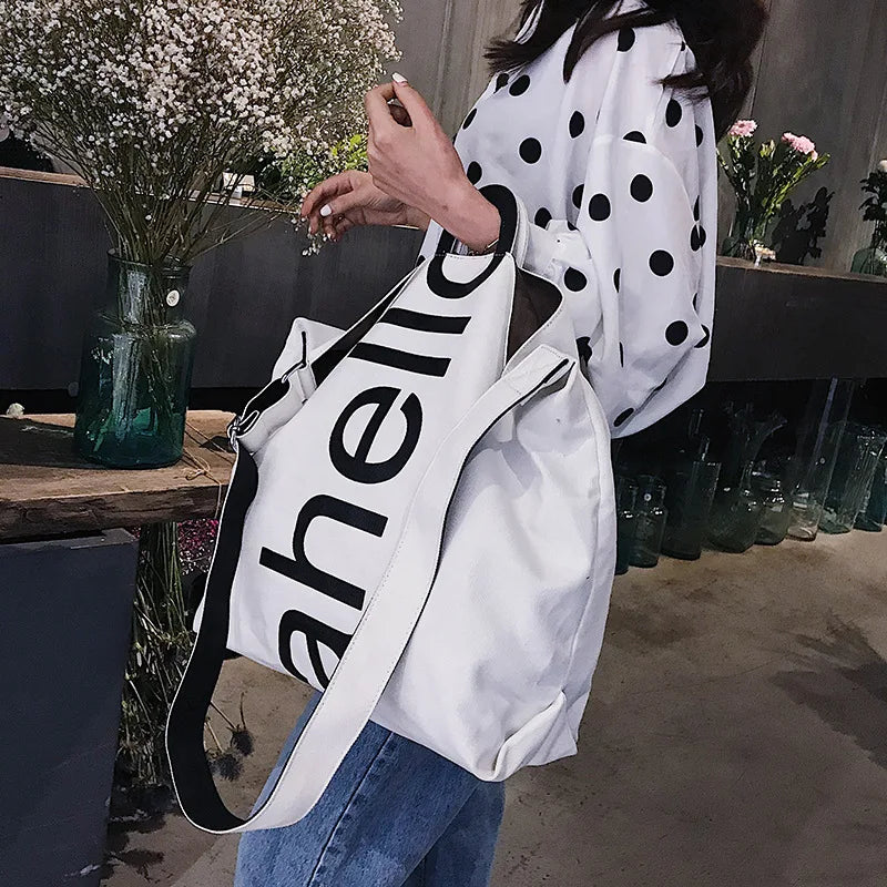 Canvas Women's Letters Tote Bag Large Capacity Handbag