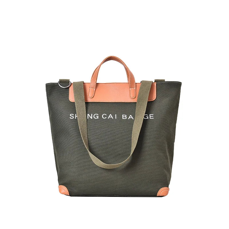 Canvas Totes Satchels Zipper Casual Handbags Large Capacity Shoulder Bags