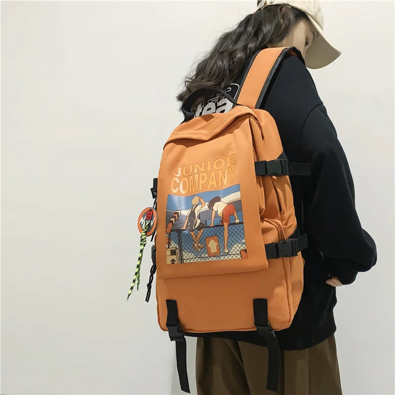 Big Capacity Junior School Student Backpack Panelled Leisure Travel Knapsack Bag