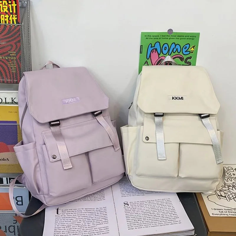 Nylon Women Backpack Multi-Pocket Student Rucksack Female Travel Bag