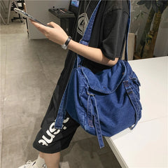 Solid Canvas Shoulder Bag High Crossbody Bag For Women