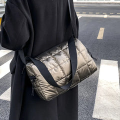 Quilted Crossbody Bag Women Down Feather Shoulder Bag Ladies Messenger Bag