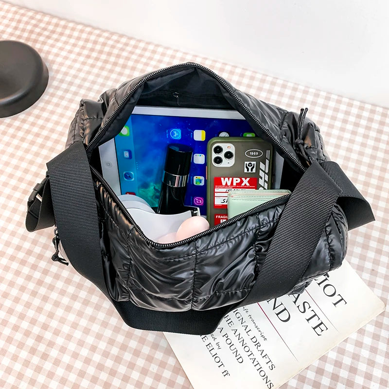 Quilted Crossbody Bag Women Down Feather Shoulder Bag Ladies Messenger Bag