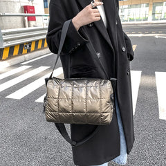 Quilted Crossbody Bag Women Down Feather Shoulder Bag Ladies Messenger Bag