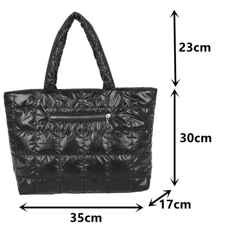 Quilted Plaid Tote Bag Large Capacity Women's Shoulder Bag