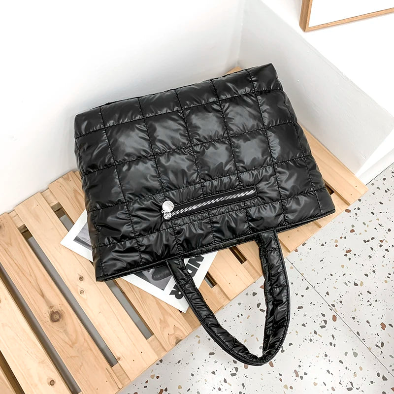 Quilted Plaid Tote Bag Large Capacity Women's Shoulder Bag