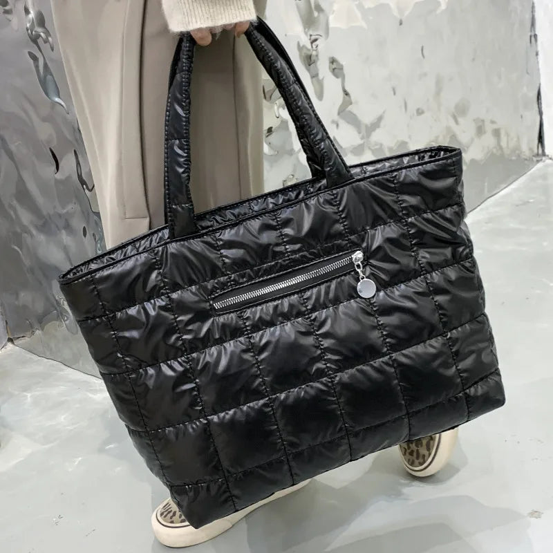 Quilted Plaid Tote Bag Large Capacity Women's Shoulder Bag