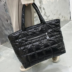 Quilted Plaid Tote Bag Large Capacity Women's Shoulder Bag