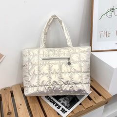 Quilted Plaid Tote Bag Large Capacity Women's Shoulder Bag