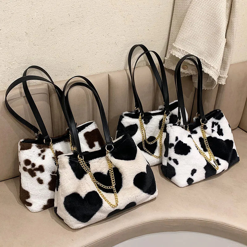 Large Chain Shoulder Bag Soft Tote Handbag Lady Shopper Bag