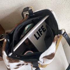 Large Chain Shoulder Bag Soft Tote Handbag Lady Shopper Bag