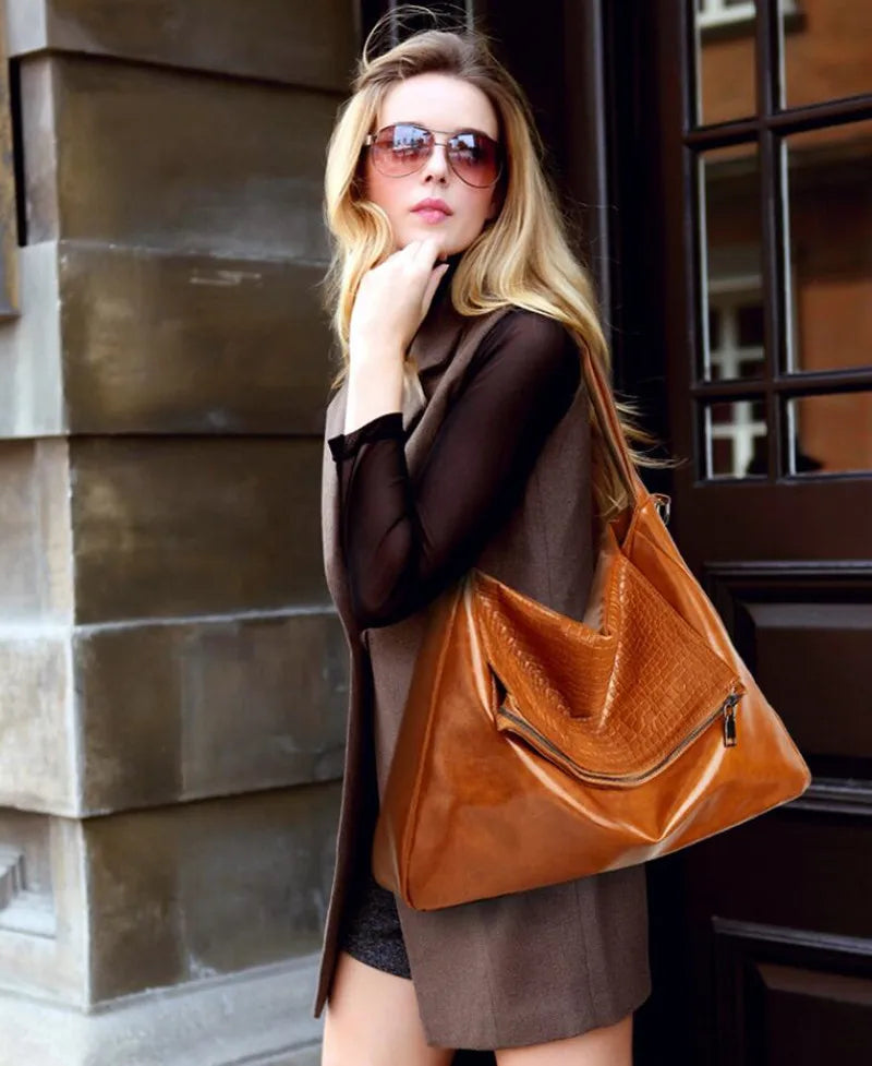Soft Leather Large Capacity Hobo Bags Women Shoulder Bag