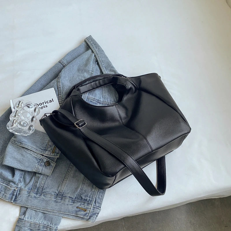 Winter Leather Tote Bag for Women - High Capacity Handbag