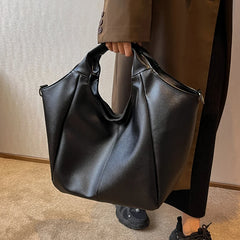 Winter Leather Tote Bag for Women - High Capacity Handbag