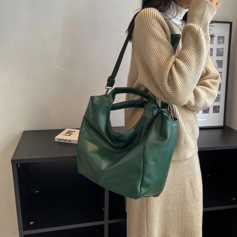 Winter Leather Tote Bag for Women - High Capacity Handbag