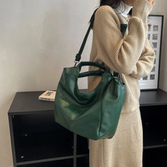Winter Leather Tote Bag for Women - High Capacity Handbag
