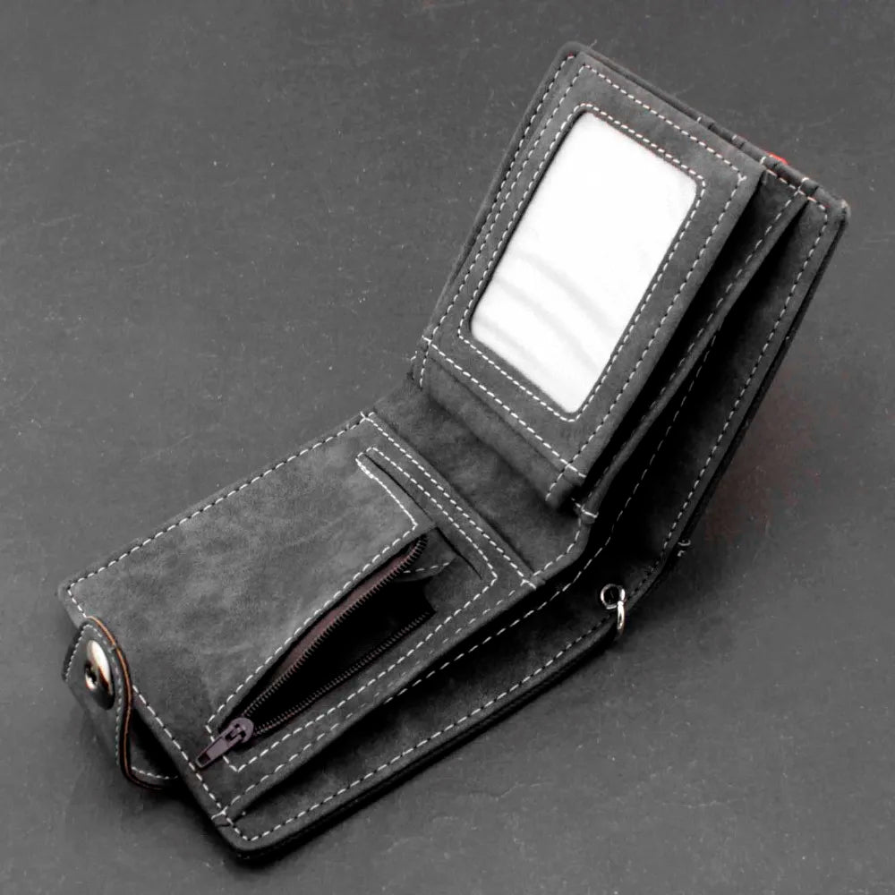 Biker Cowboy Men's Snap Wallet with Anti-Lose Chain