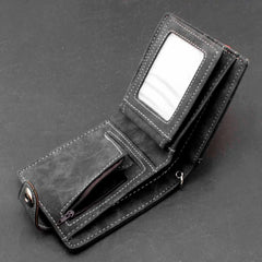 Biker Cowboy Men's Snap Wallet with Anti-Lose Chain