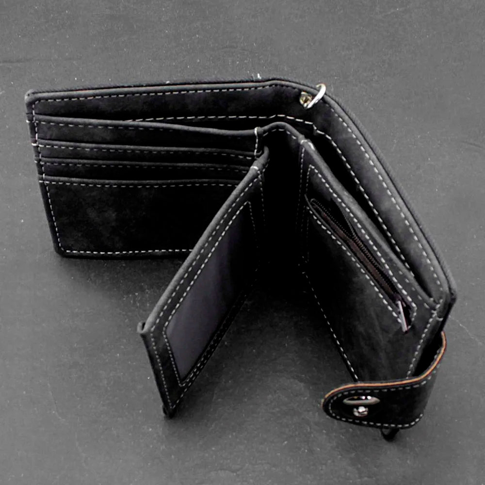 Biker Cowboy Men's Snap Wallet with Anti-Lose Chain