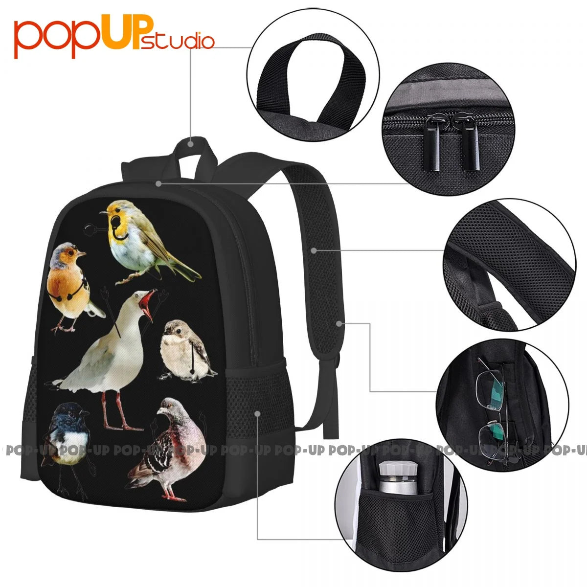 Birds With Arms Funny Backpack Large Capacity Swimming 3d Printing