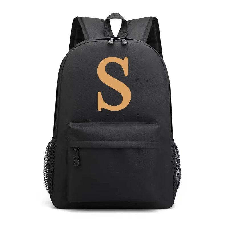 Brown Letter Girls Kid Nursery Child Pre School Rucksack School Bag Backpack