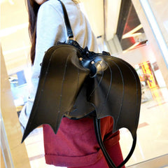 Bat Wing Backpack Goth Punk Leather Daypack Lace Wing Bag