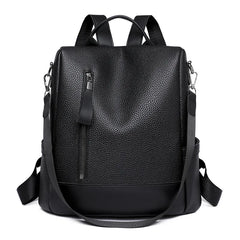 Women Zipper Ladies Backpack PU Leather School Bags Crossbody Shoulder
