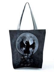 Cat Printed Handbags Female Tote Travel Women Shoulder Bag Casual Foldable