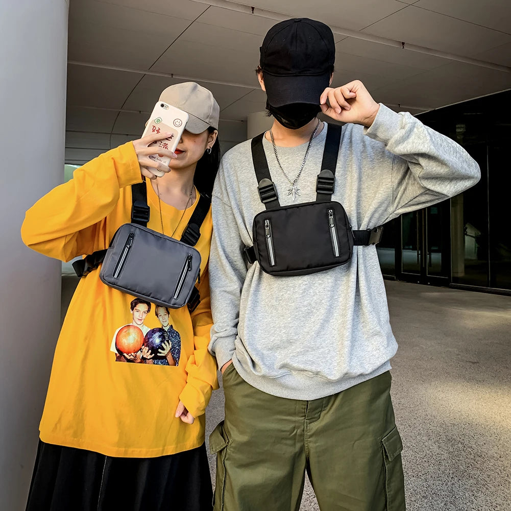 Streetwear Chest Bag Unisex Casual Vest Nylon Waist Pack 22x16x4cm