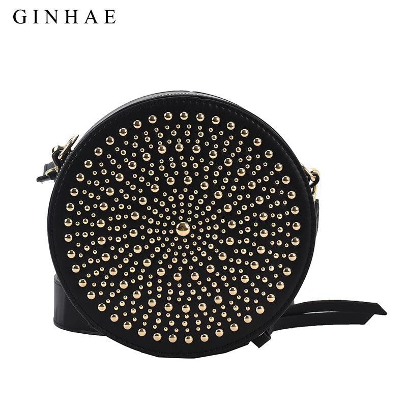 Rivet Clutch Crossbody Bag Soft Leather Small Purse Phone Messenger Bag