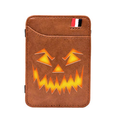 Pumpkin Skull Face Leather Magic Wallet Men Women Money Clip
