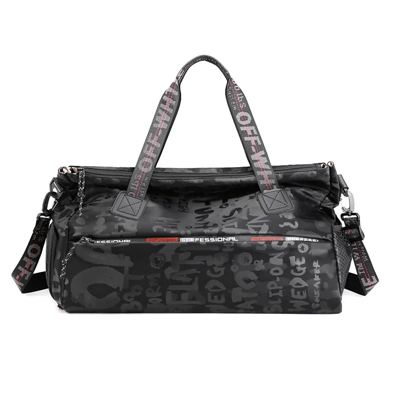Large Capacity Tote Bag Graffiti Yoga Sports Bag with Shoes Outdoor Travel Handb